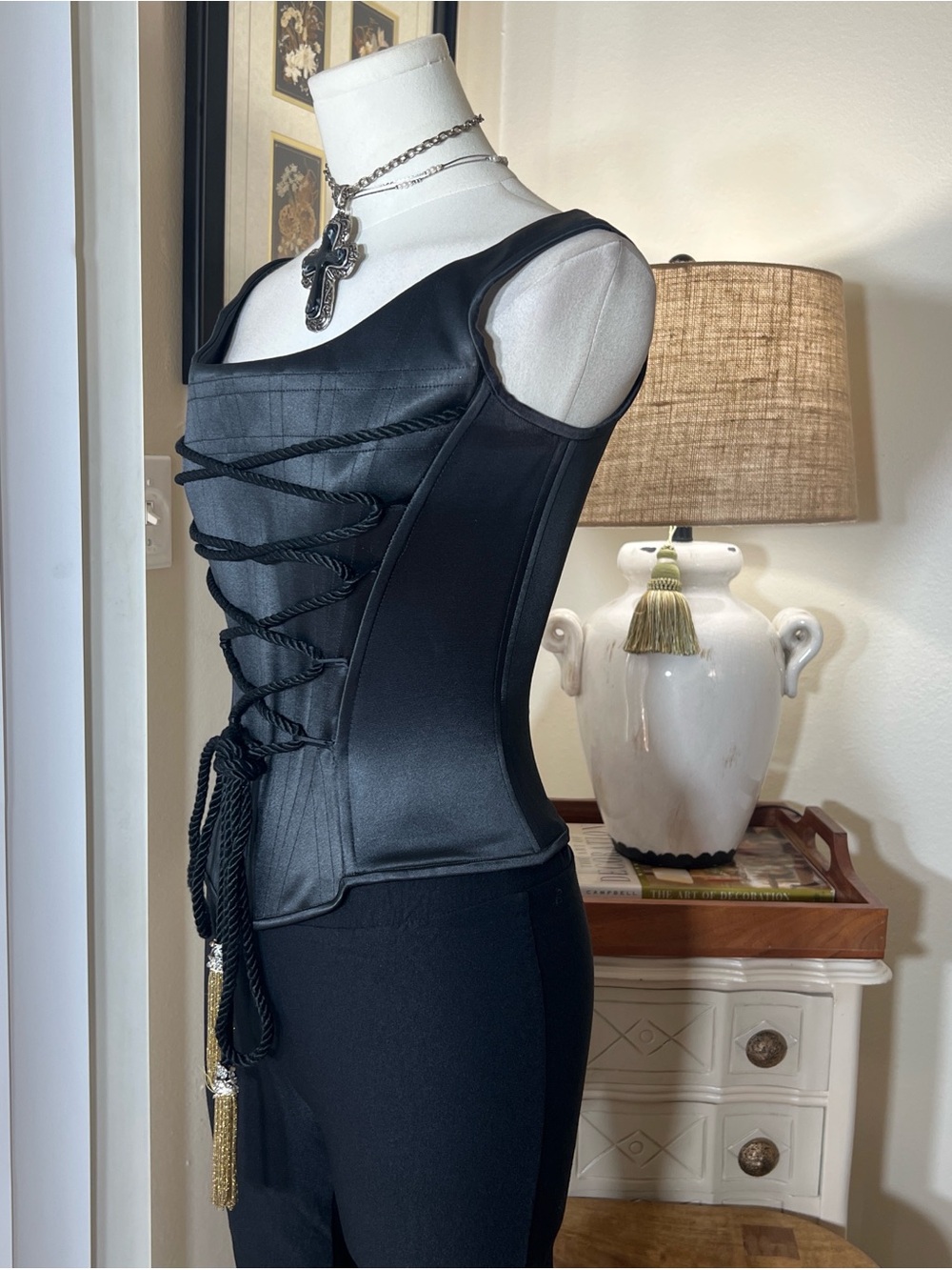 Vintage Cache Black Lace-Up Satiny Corset - Picture 4 of 7